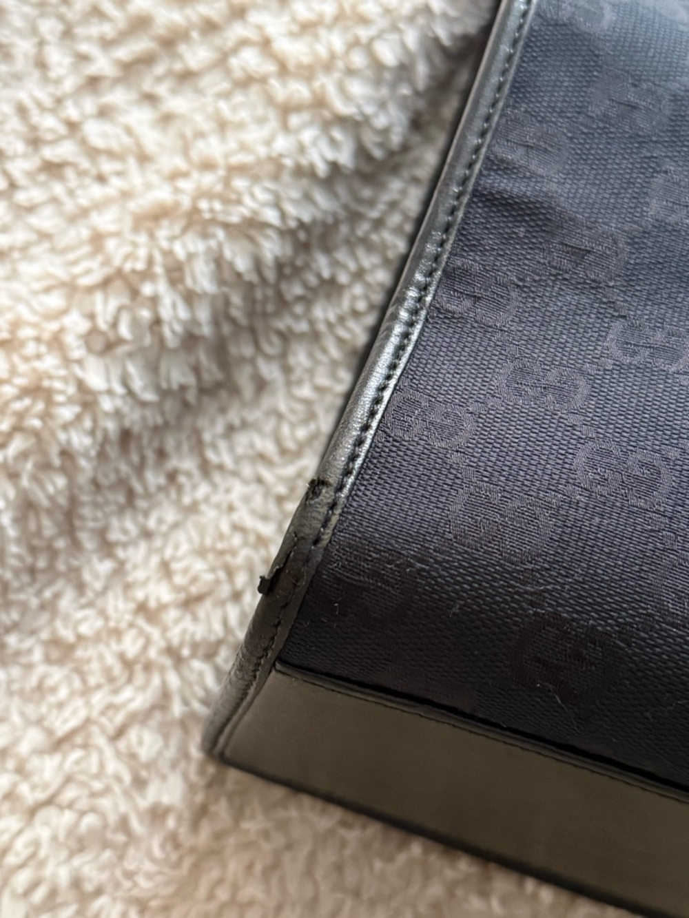 Gucci Black GG Canvas Tote with Leather Strap and Silver-Tone Hardware - Picture 8 of 9